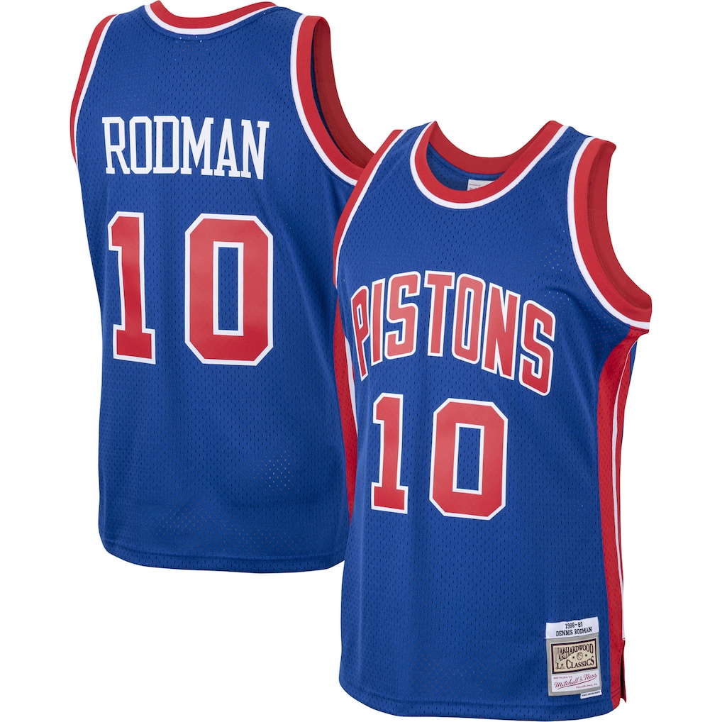 MATTH D.Pistons #10 Dennis Rodman Mitchell & Ness Royal 198889 Hardwood Classics Swingman Jerseys
