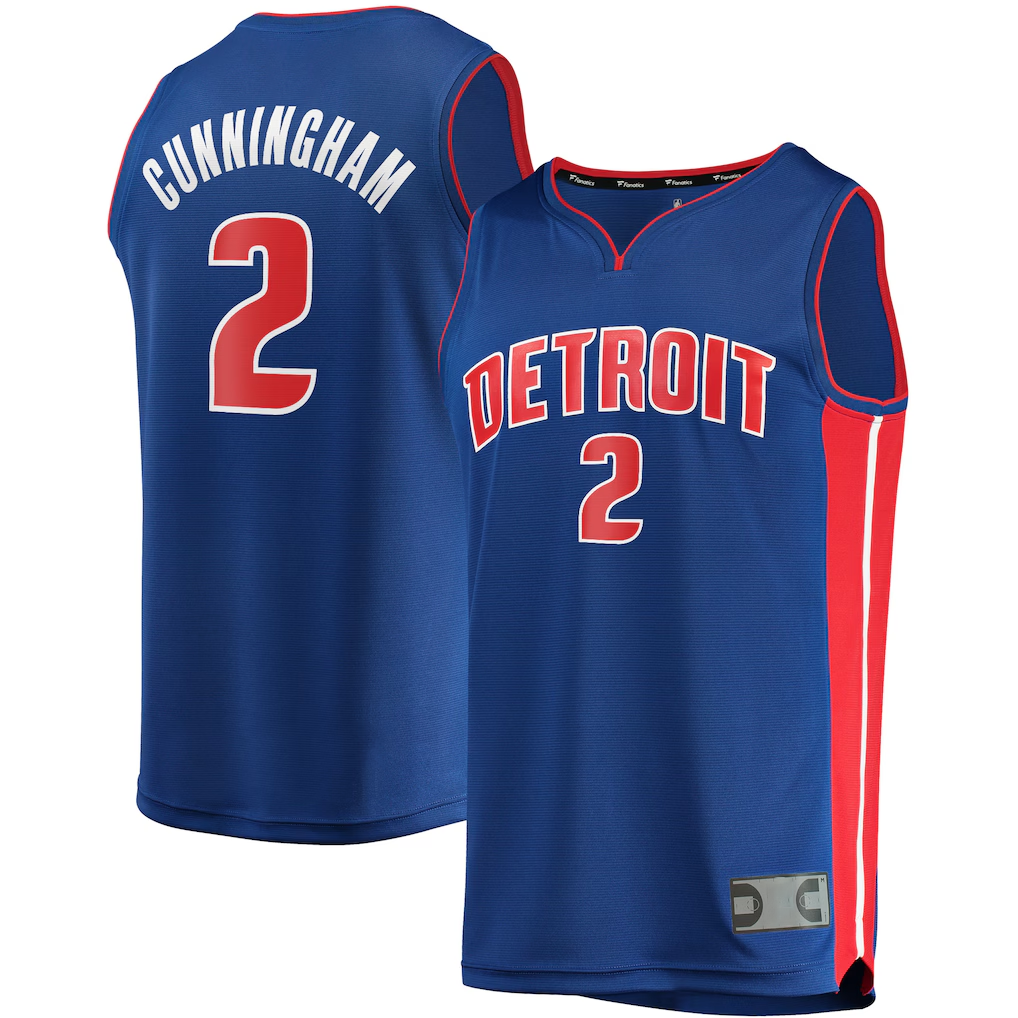 MATTH D.Pistons #2 Cade Cunningham  Blue 2021 Draft First Round Pick Fast Break Replica Jerseys - Icon Edition