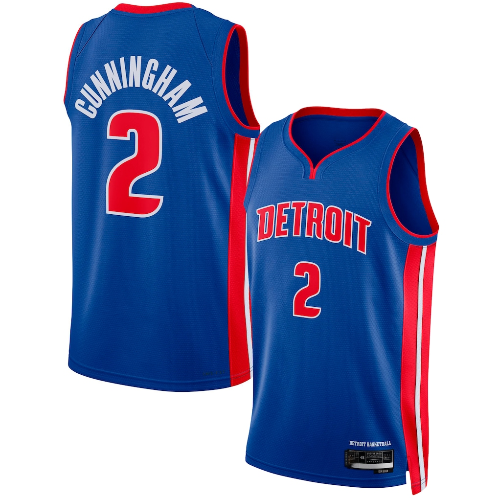 MATTH D.Pistons #2 Cade Cunningham Blue Swingman Jerseys - Icon Edition