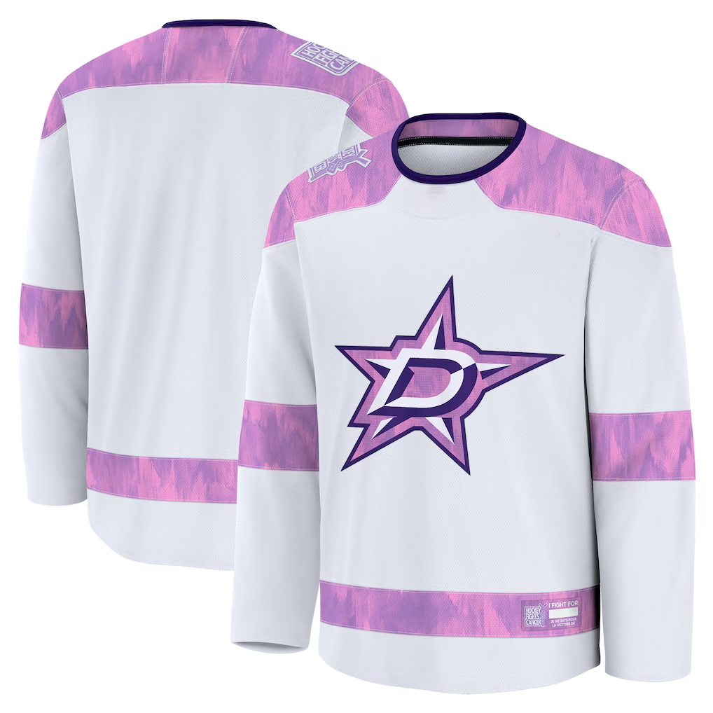 MATTH D.Stars White 2024 Hockey Fights Cancer Practice Jerseys