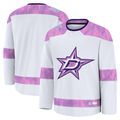 MATTH D.Stars White 2024 Hockey Fights Cancer Practice Jerseys