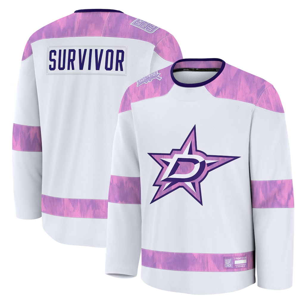 MATTH D.Stars White Hockey Fights Cancer Survivor Practice Jerseys