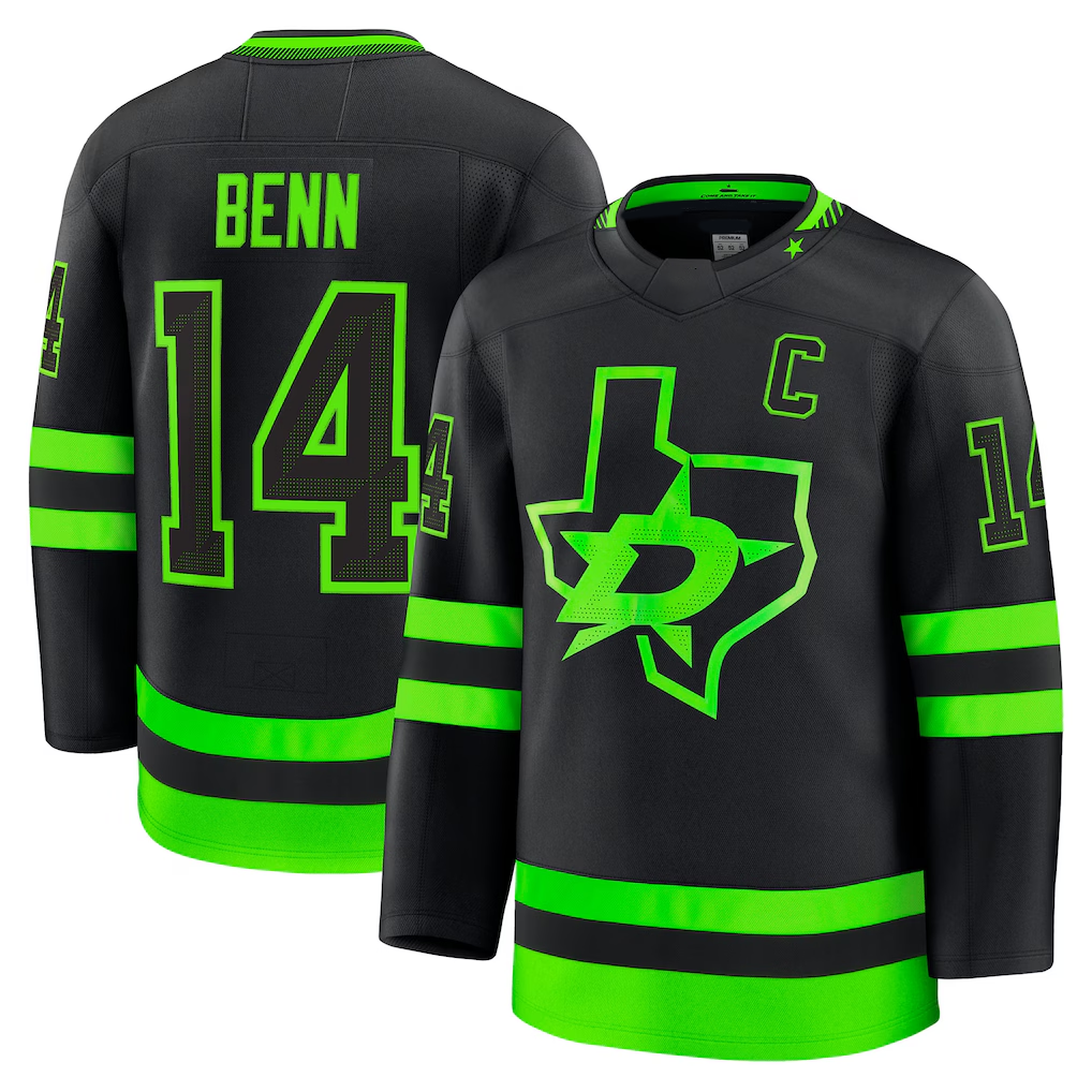 MATTH D.Stars #14 Jamie Benn Black Alternate Premium Jerseys