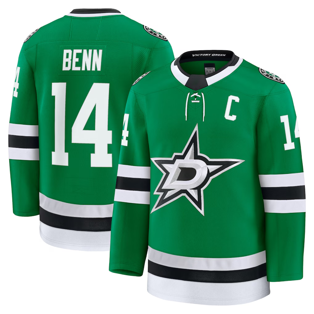 MATTH D.Stars #14 Jamie Benn Kelly Green Home Premium Jerseys