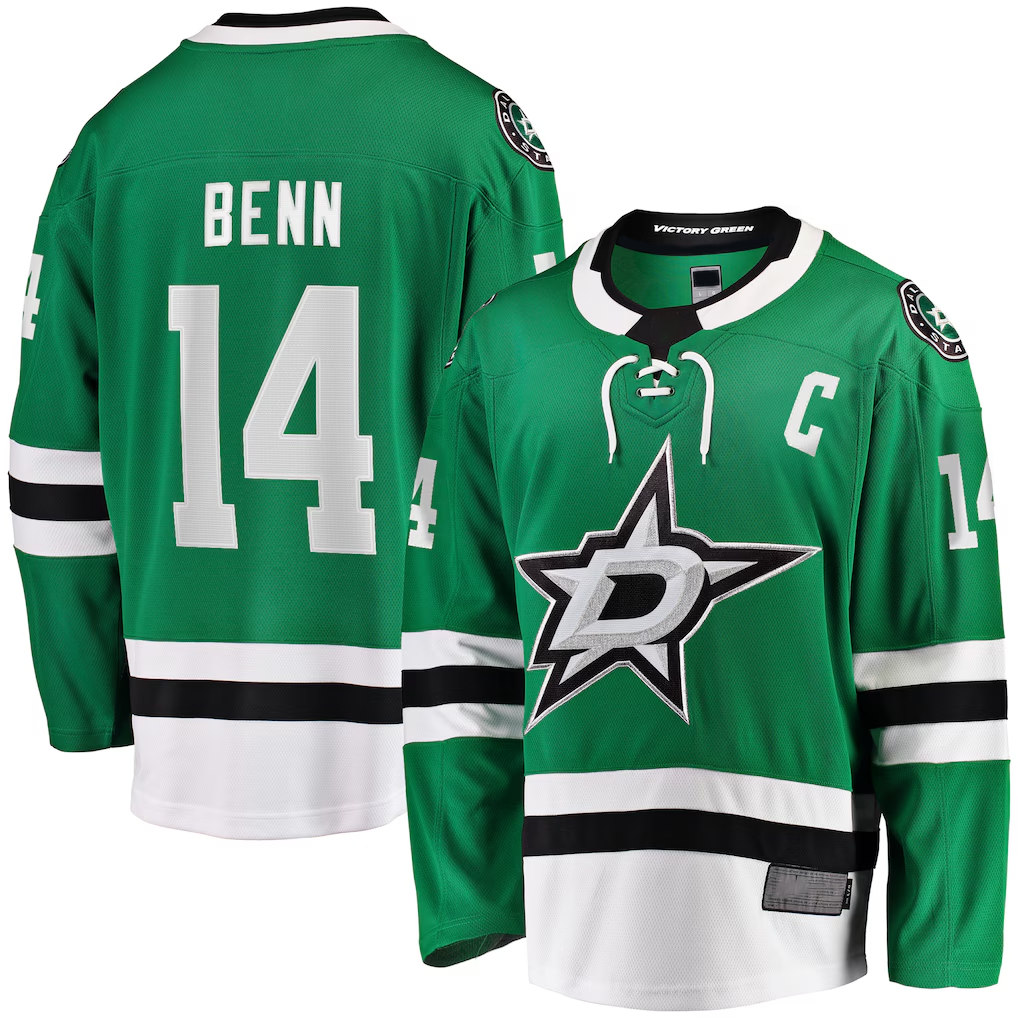 MATTH D.Stars #14 Jamie Benn Kelly Green Home Premium Jerseys