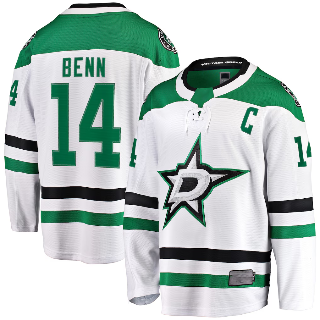 MATTH D.Stars #14 Jamie Benn White Breakaway Jerseys