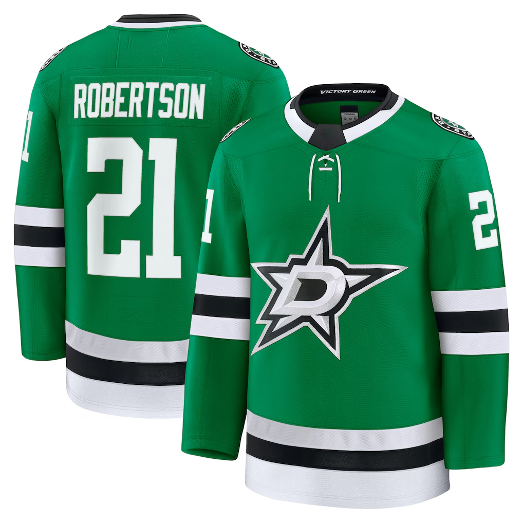 MATTH D.Stars #21 Jason Robertson Kelly Green Home Premium Jerseys