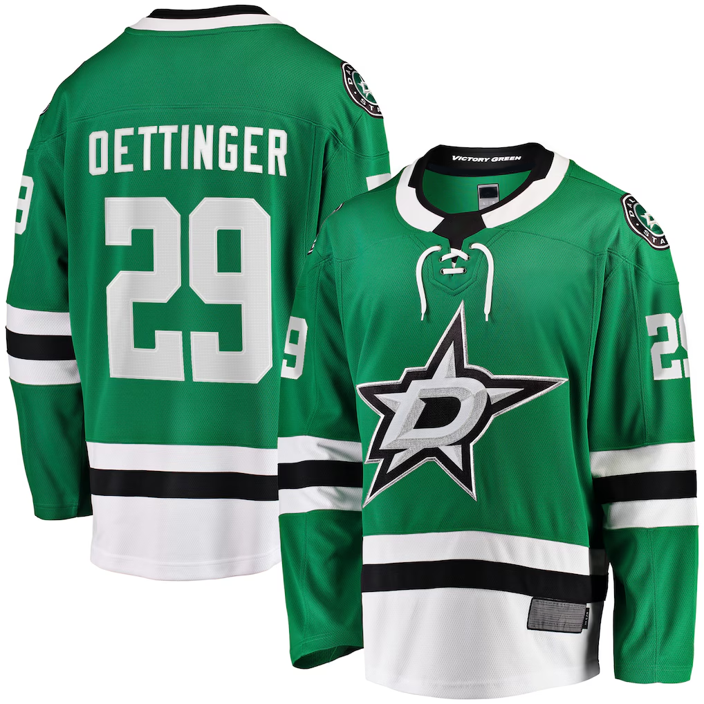 MATTH D.Stars #29 Jake Oettinger Kelly Green Home Breakaway Player Jerseys