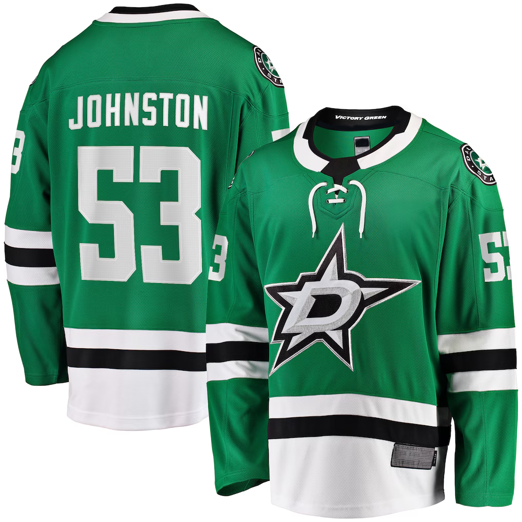 MATTH D.Stars #53 Wyatt Johnston Kelly Green Home Breakaway Player Jerseys