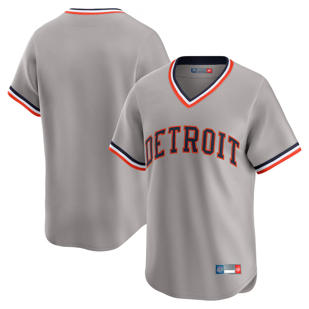 MATTH D.Tigers Gray Cooperstown T-shirt Home Game Blank Player Stitched Jerseys