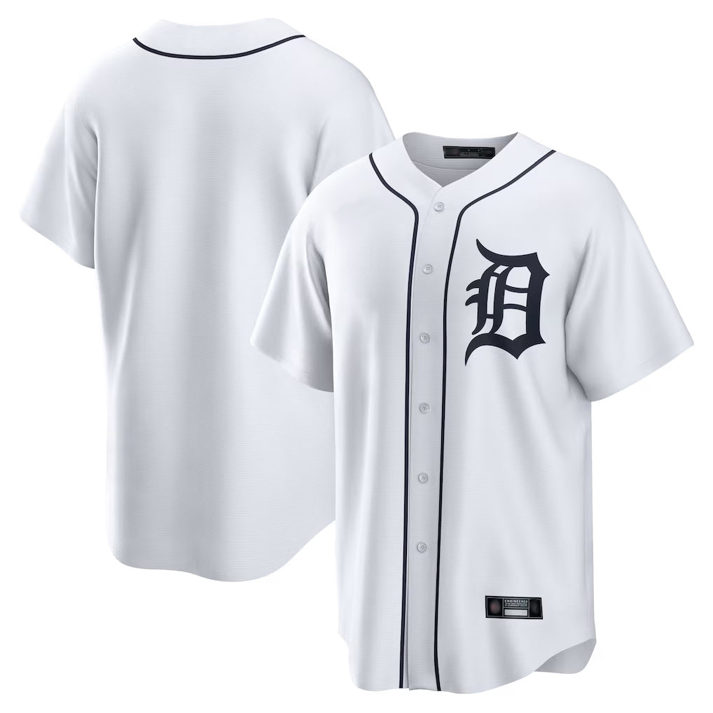 MATTH D.Tigers White Home Game Blank Player Stitched Jerseys