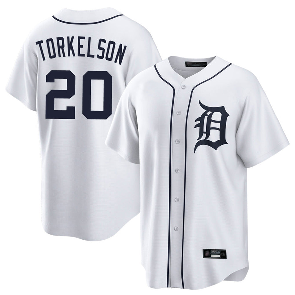 MATTH D.Tigers #20 Spencer Torkelson Player White Home Game Stitched Jerseys