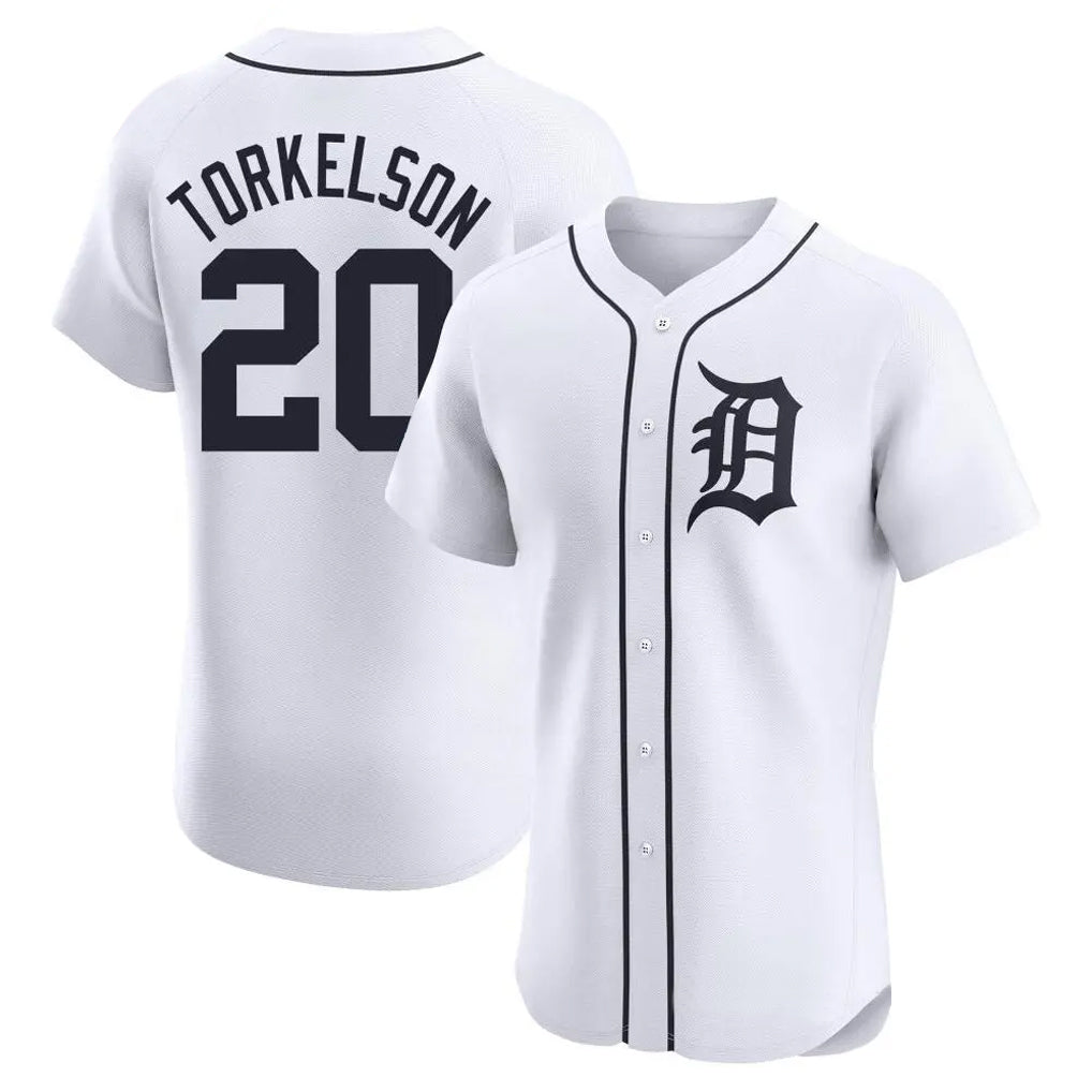 MATTH D.Tigers #20 Spencer Torkelson Player White Limited Elite Home Stitched Jerseys