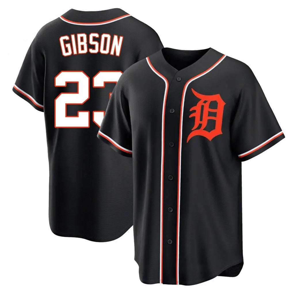 MATTH D.Tigers #23 Kirk Gibson Player Black Fashion Out Home Game Stitched Jerseys