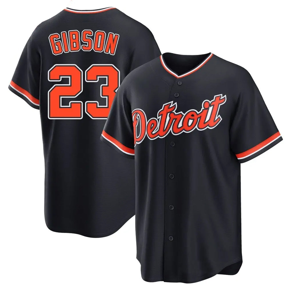 MATTH D.Tigers #23 Kirk Gibson Player Navy Home Game Stitched Jerseys