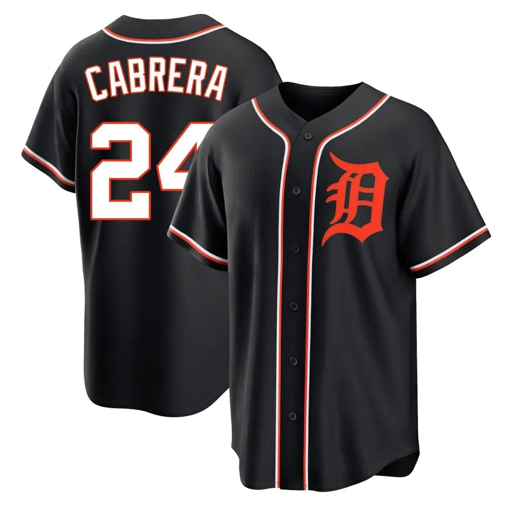 MATTH D.Tigers #24 Miguel Cabrera Player Black Fashion Out Home Game Stitched Jerseys