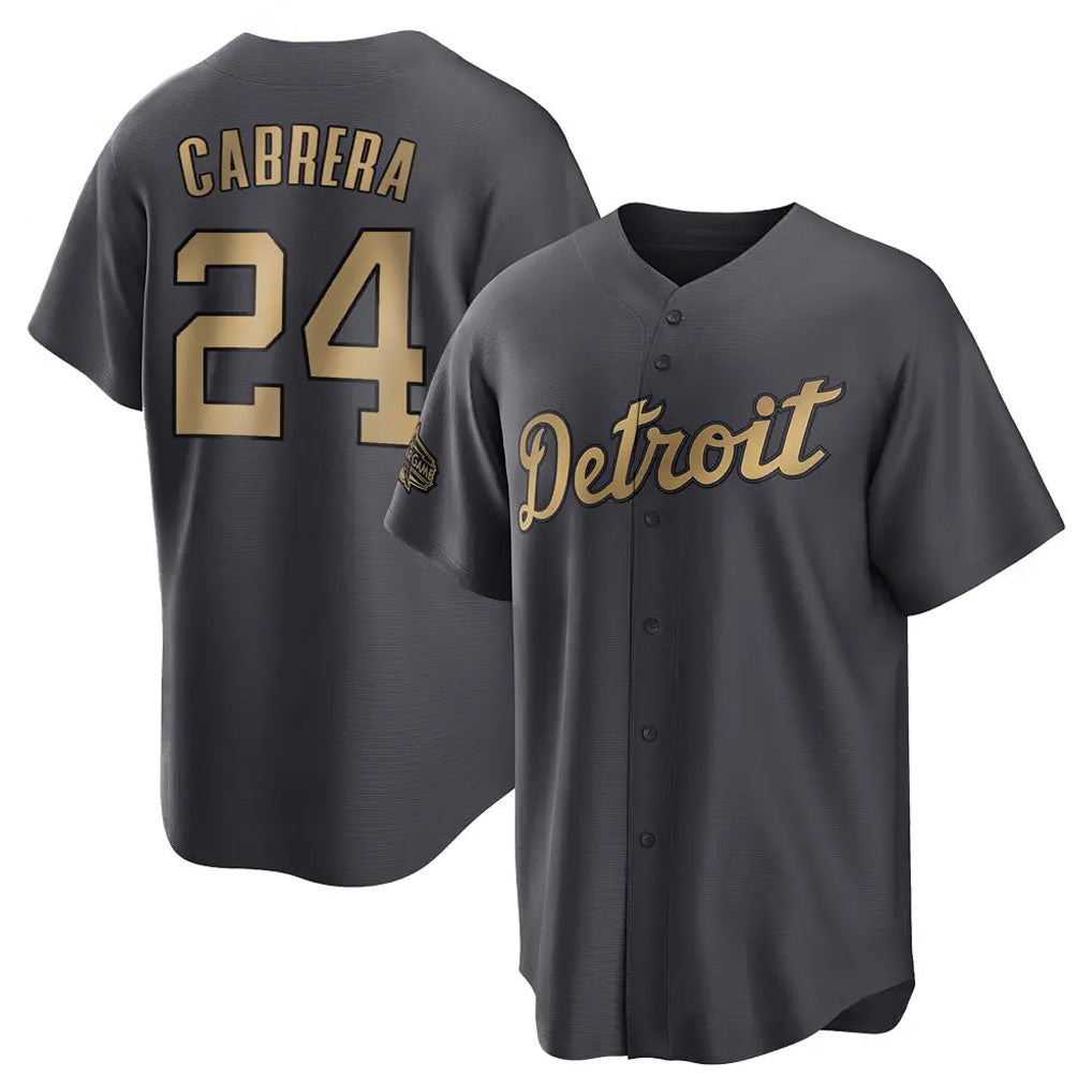 MATTH D.Tigers #24 Miguel Cabrera Player Charcoal All-Star Home Game Stitched Jerseys