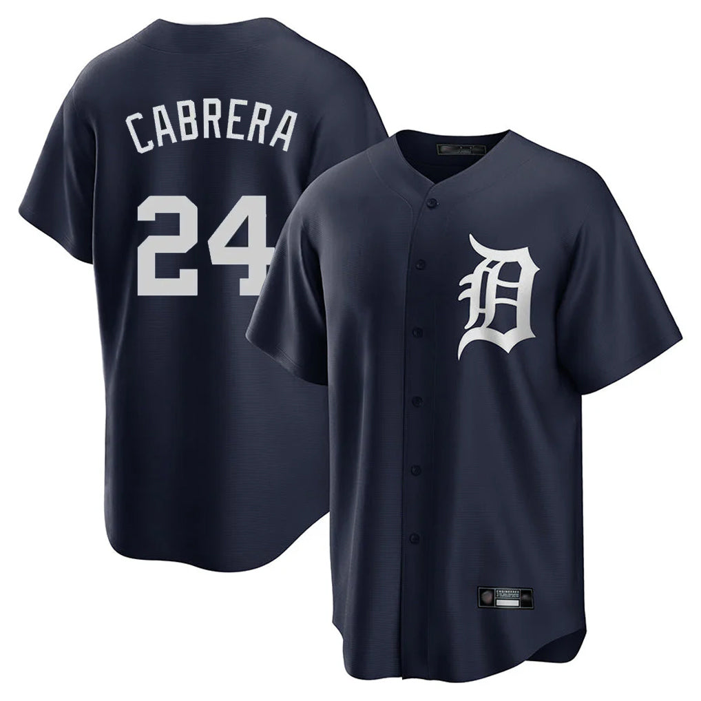 MATTH D.Tigers #24 Miguel Cabrera Player Navy Game Home Stitched Jerseys