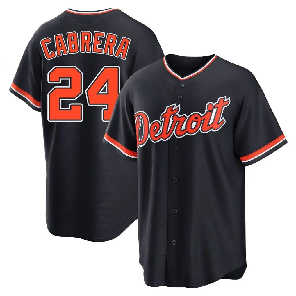 MATTH D.Tigers #24 Miguel Cabrera Player Navy Home Game Stitched Jerseys
