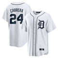 MATTH D.Tigers #24 Miguel Cabrera Player White Home Game Stitched Jerseys