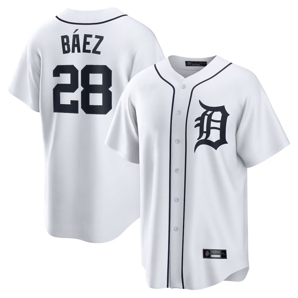 MATTH D.Tigers #28 Javier B¡§¡éez Player White Home Game Stitched Jerseys