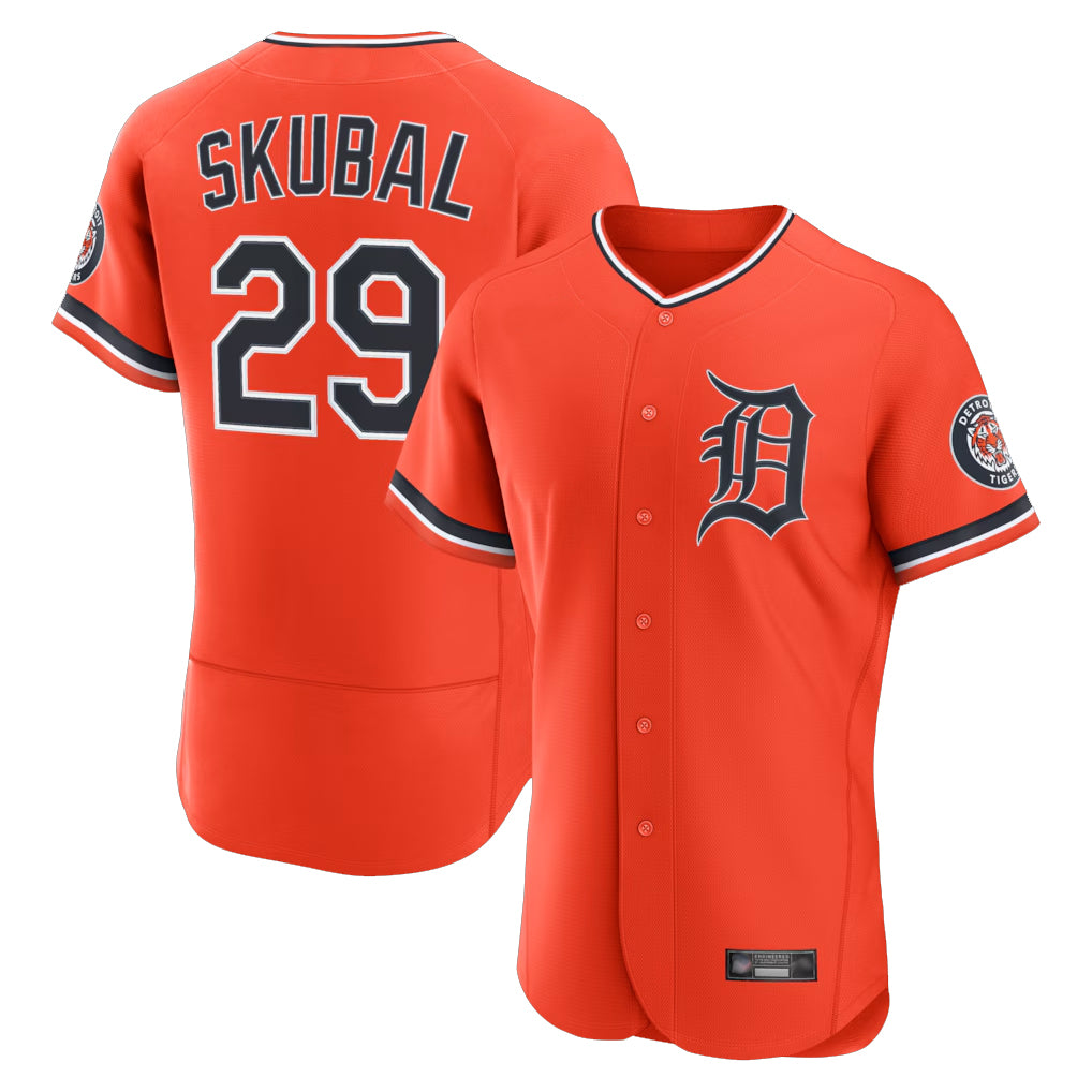 MATTH D.Tigers #29 Tarik Skubal Player Orange Limited Elite Home Stitched Jerseys