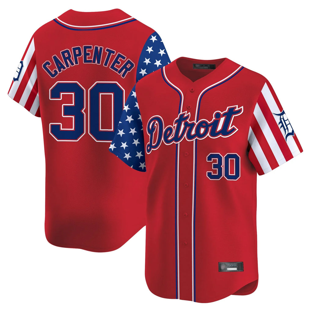 MATTH D.Tigers #30 Kerry Carpenter Player Red Independence Day Vapor Premier Limited Stitched Jerseys
