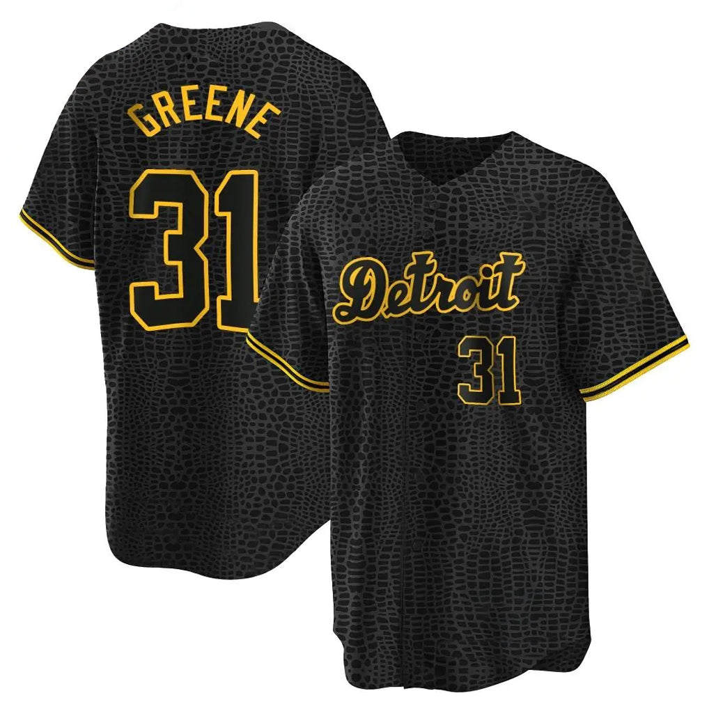 MATTH D.Tigers #31 Riley Greene Player Black Snake Skin City Home Game Stitched Jerseys