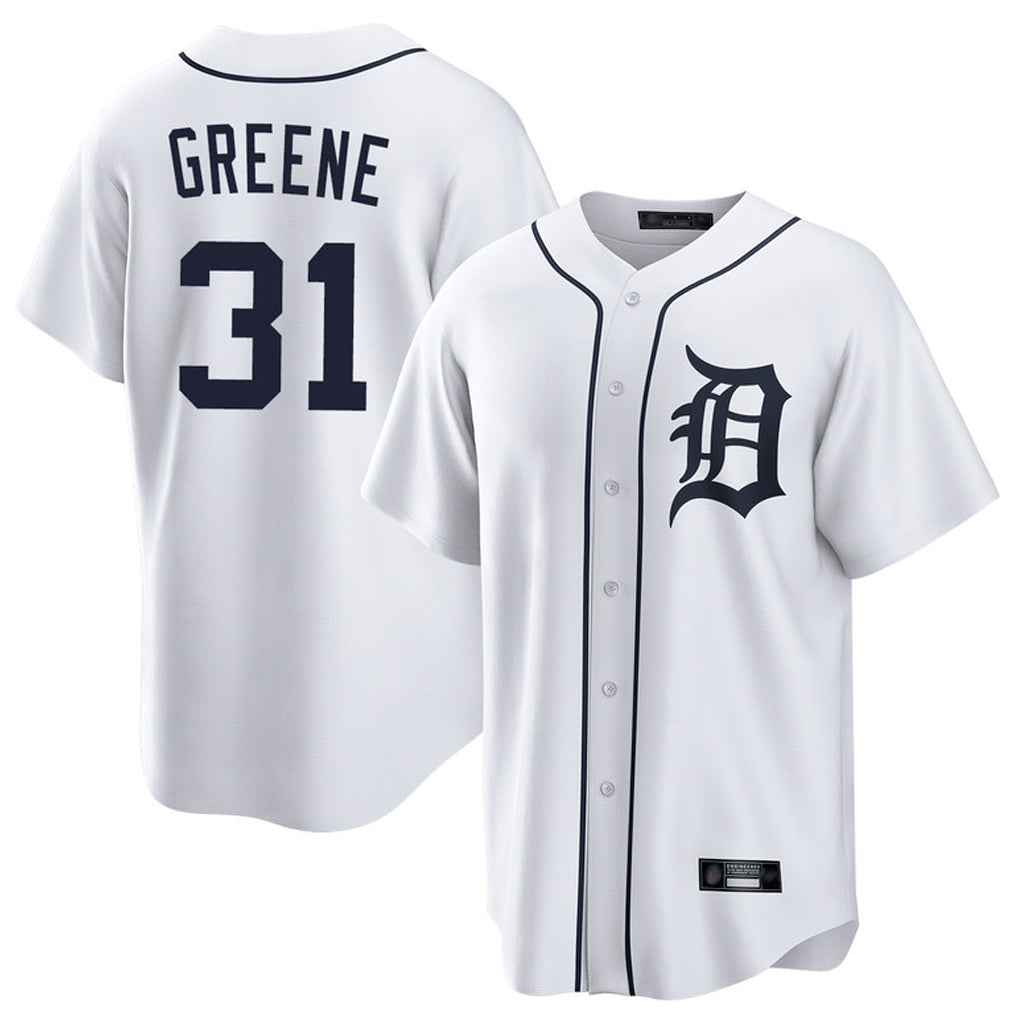 MATTH D.Tigers #31 Riley Greene Player White Home Game Stitched Jerseys