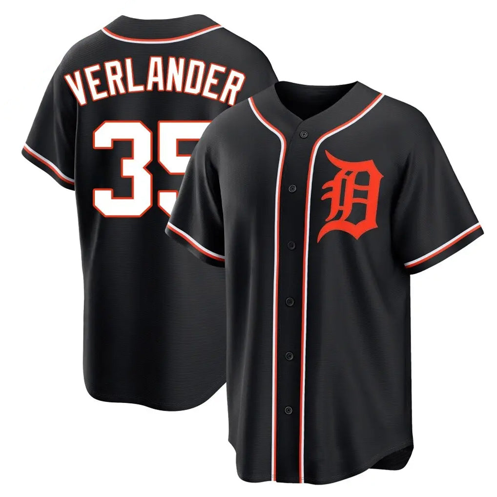 MATTH D.Tigers #35 Justin Verlander Player Black Fashion Out Home Game Stitched Jerseys