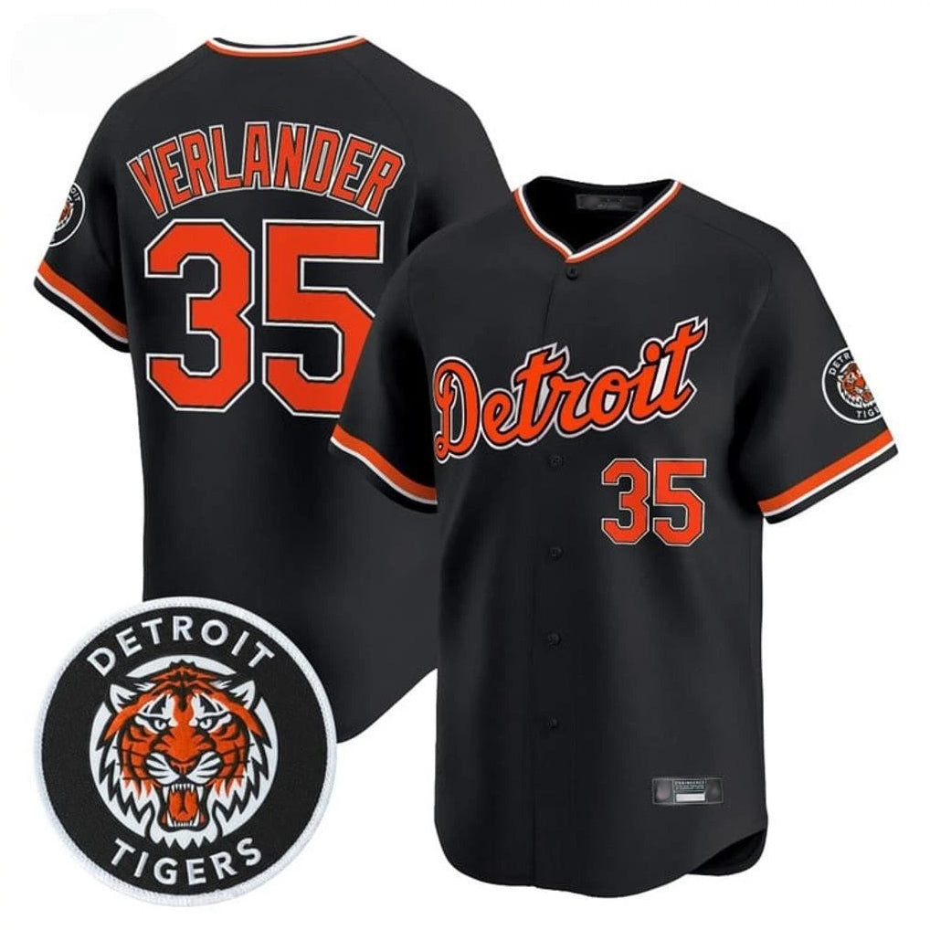 MATTH D.Tigers #35 Justin Verlander Player Black Limited Home Stitched Jerseys