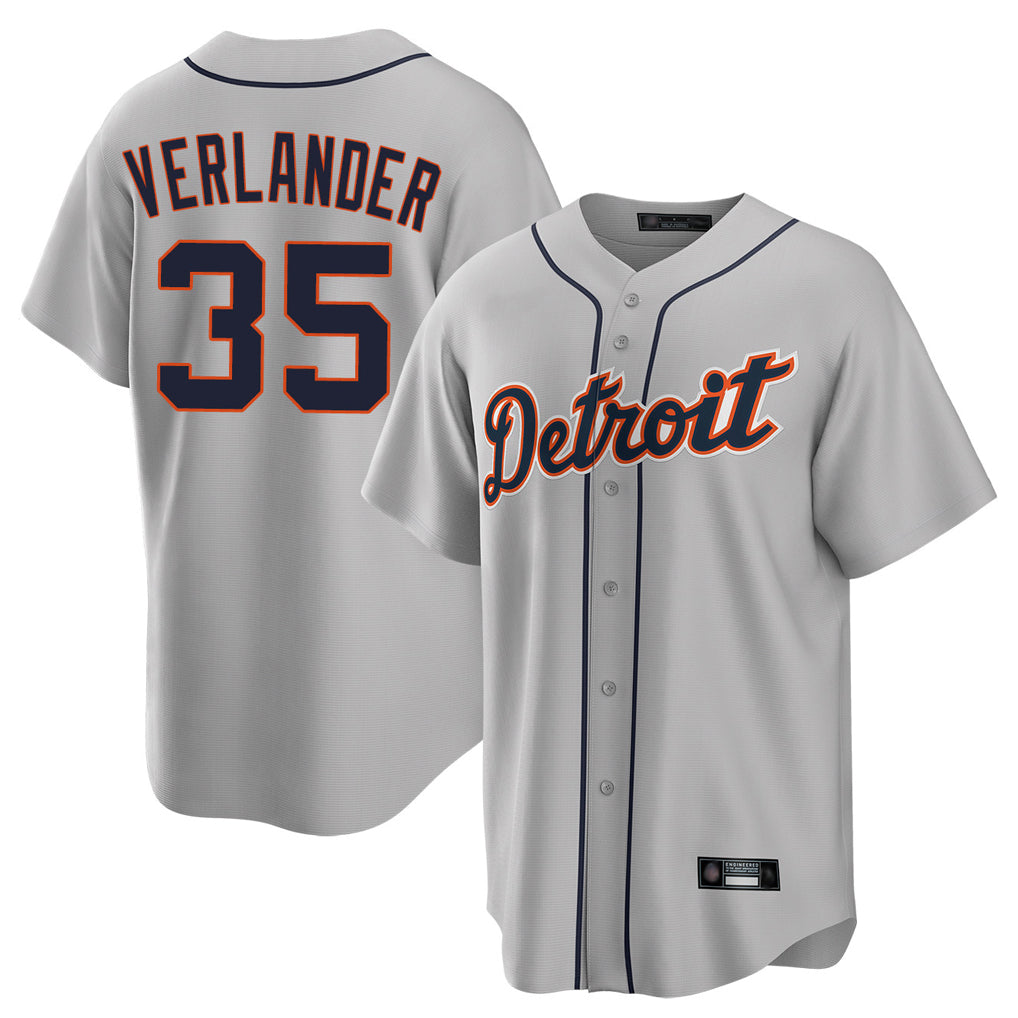 MATTH D.Tigers #35 Justin Verlander Player Gray Home Game Stitched Jerseys