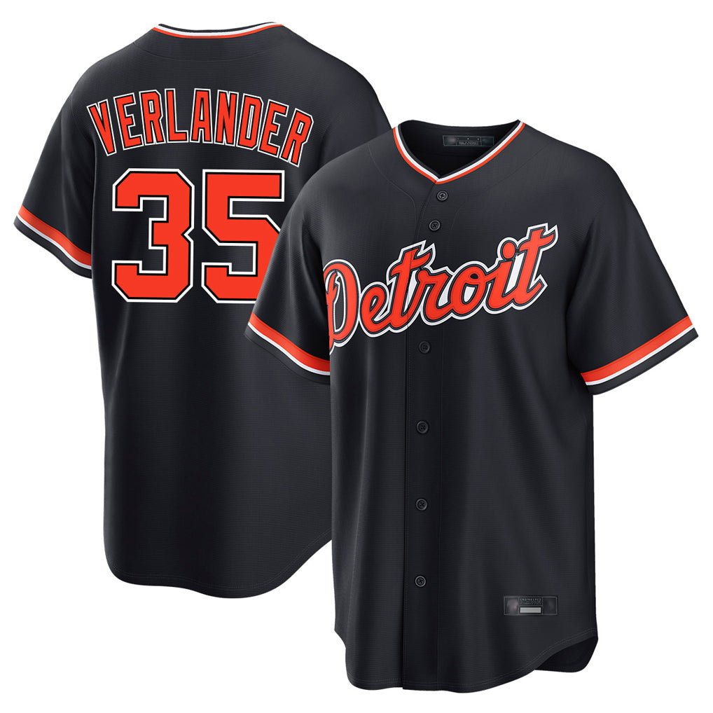 MATTH D.Tigers #35 Justin Verlander Player Navy Home Game Stitched Jerseys