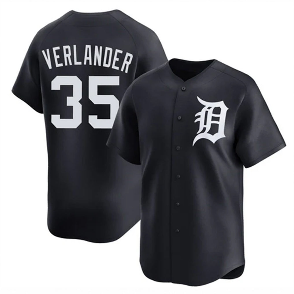 MATTH D.Tigers #35 Justin Verlander Player Navy Home Limited Game Stitched Jerseys