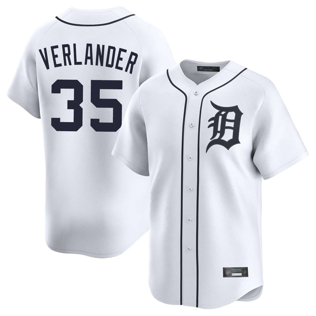 MATTH D.Tigers #35 Justin Verlander Player White Home Limited Stitched Jerseys