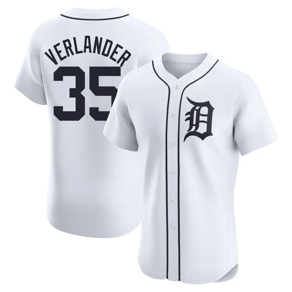 MATTH D.Tigers #35 Justin Verlander Player White Limited Elite Home Stitched Jerseys