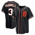 MATTH D.Tigers #3 Alan Trammell Player Black Fashion Out Home Game Stitched Jerseys