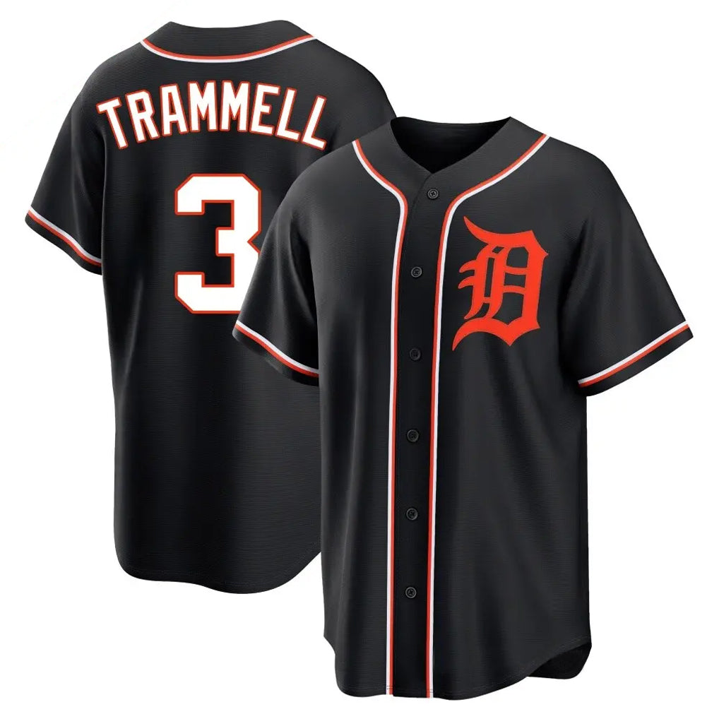 MATTH D.Tigers #3 Alan Trammell Player Black Fashion Out Home Game Stitched Jerseys