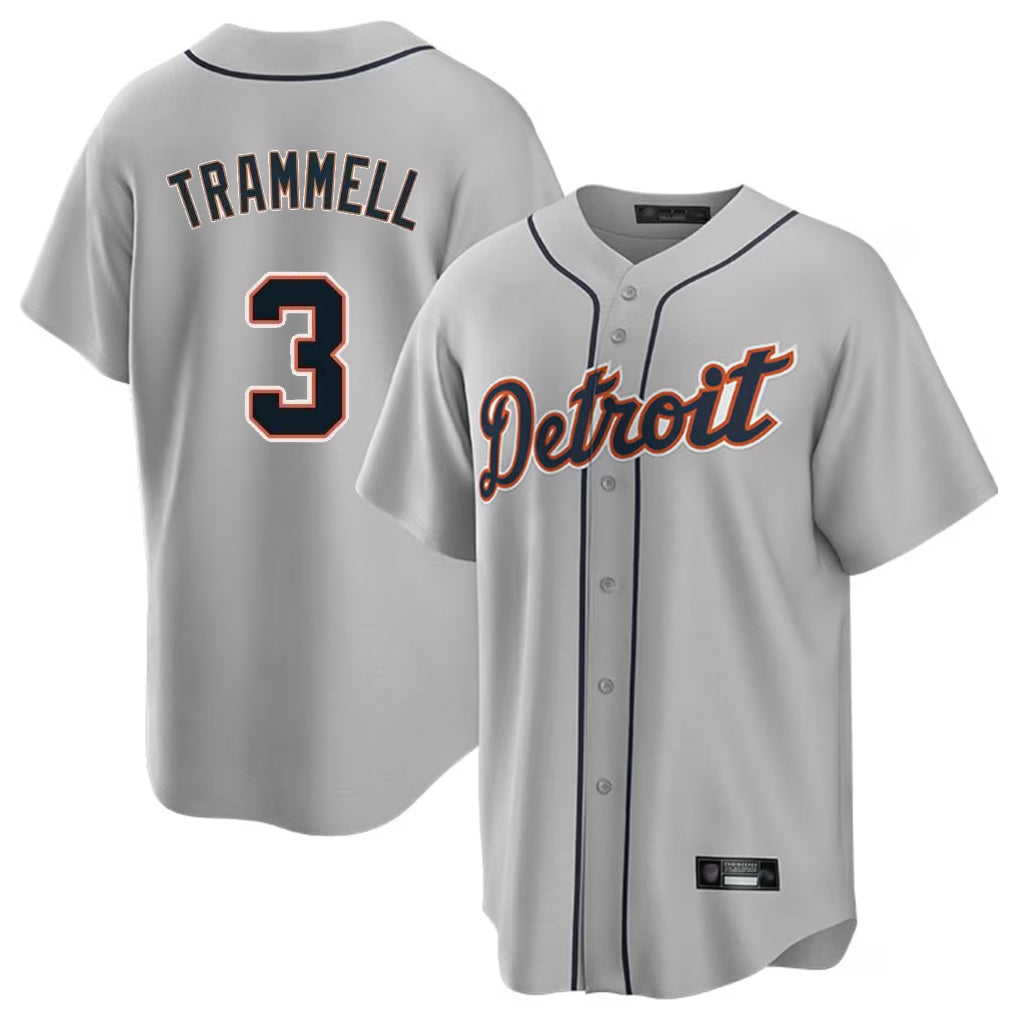 MATTH D.Tigers #3 Alan Trammell Player Gray Home Game Stitched Jerseys