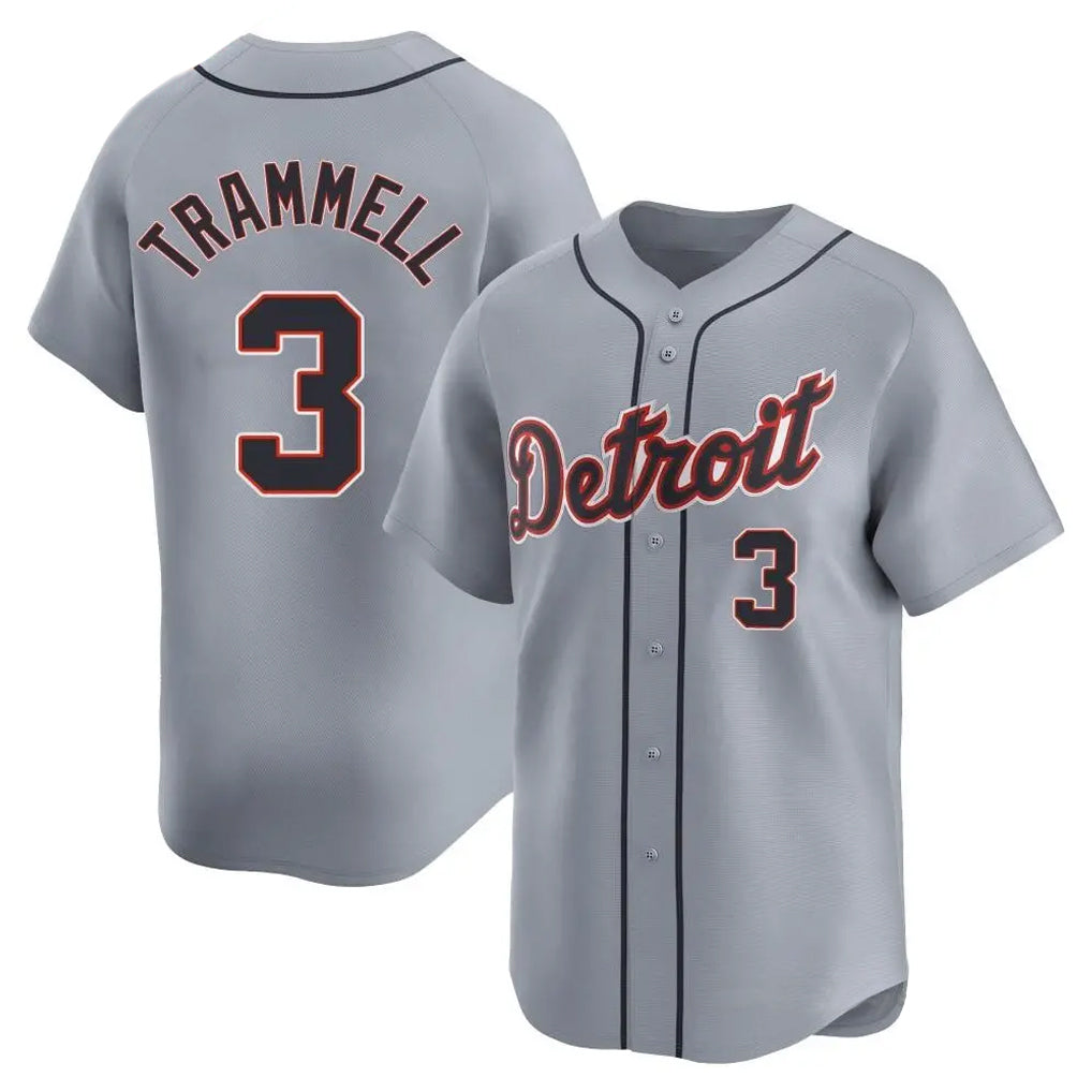 MATTH D.Tigers #3 Alan Trammell Player Gray Home Limited Stitched Jerseys