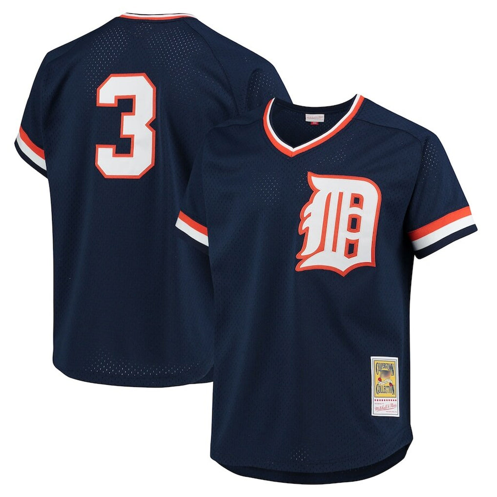 MATTH D.Tigers #3 Alan Trammell Player Mitchell & Ness Navy 1984 Mesh Batting Practice  T-shirt Stitched Jerseys