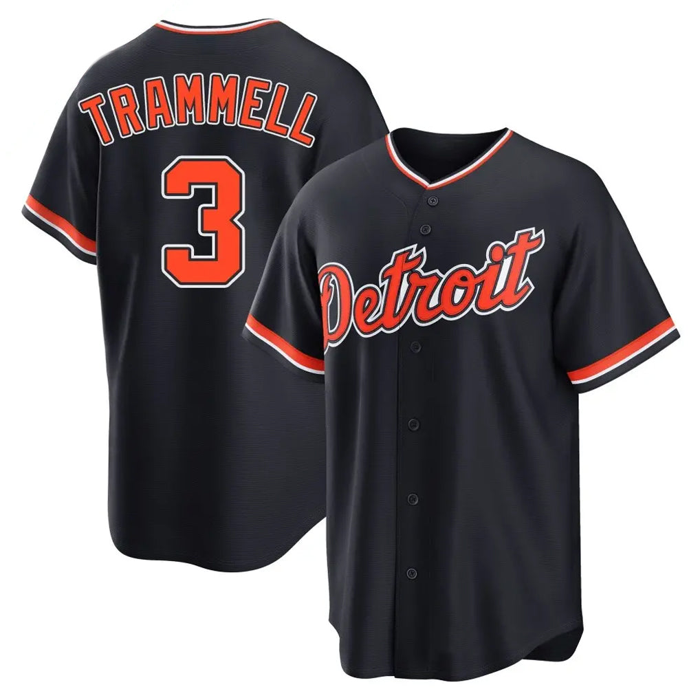 MATTH D.Tigers #3 Alan Trammell Player Navy Home Game Stitched Jerseys