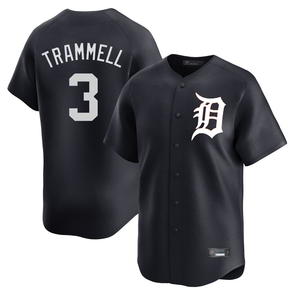 MATTH D.Tigers #3 Alan Trammell Player Navy Home Limited Game Stitched Jerseys