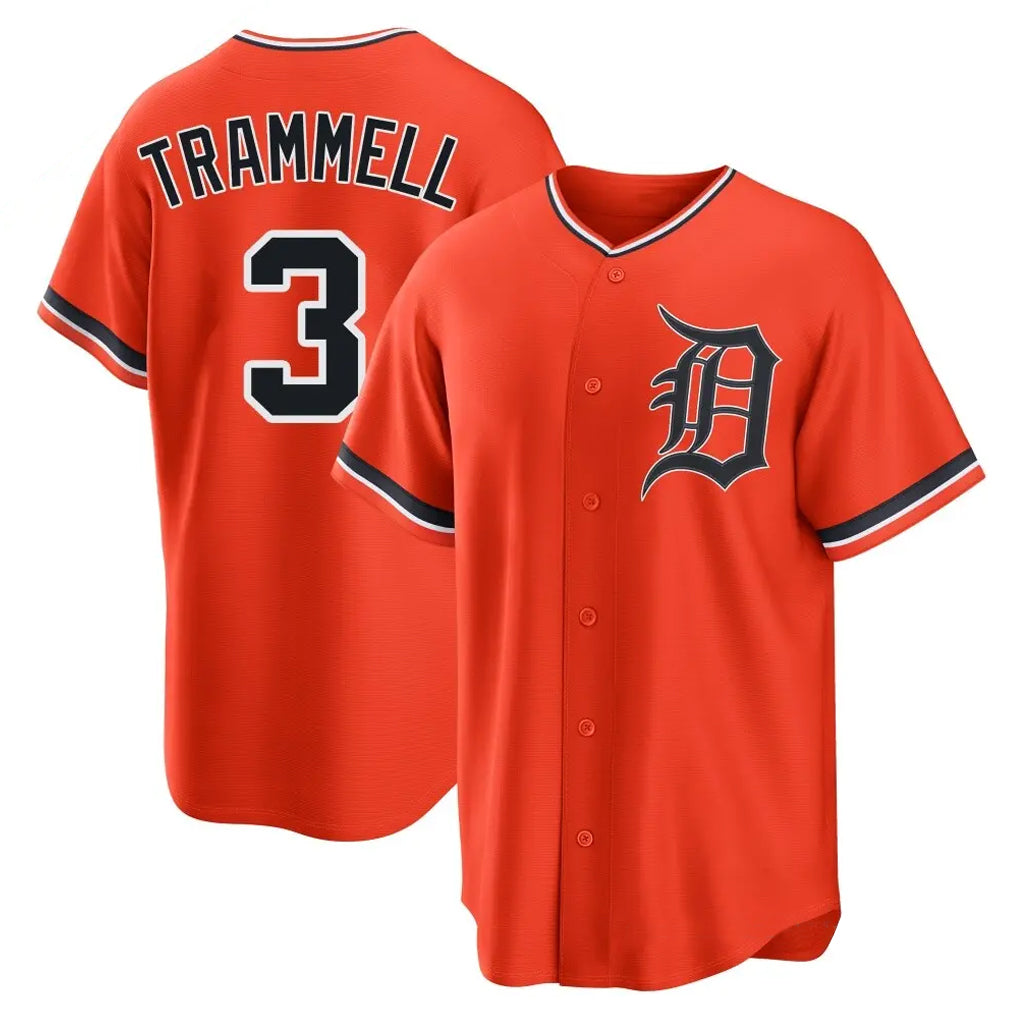 MATTH D.Tigers #3 Alan Trammell Player Orange Home Game Stitched Jerseys