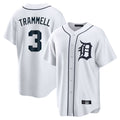 MATTH D.Tigers #3 Alan Trammell Player White Home Game Stitched Jerseys