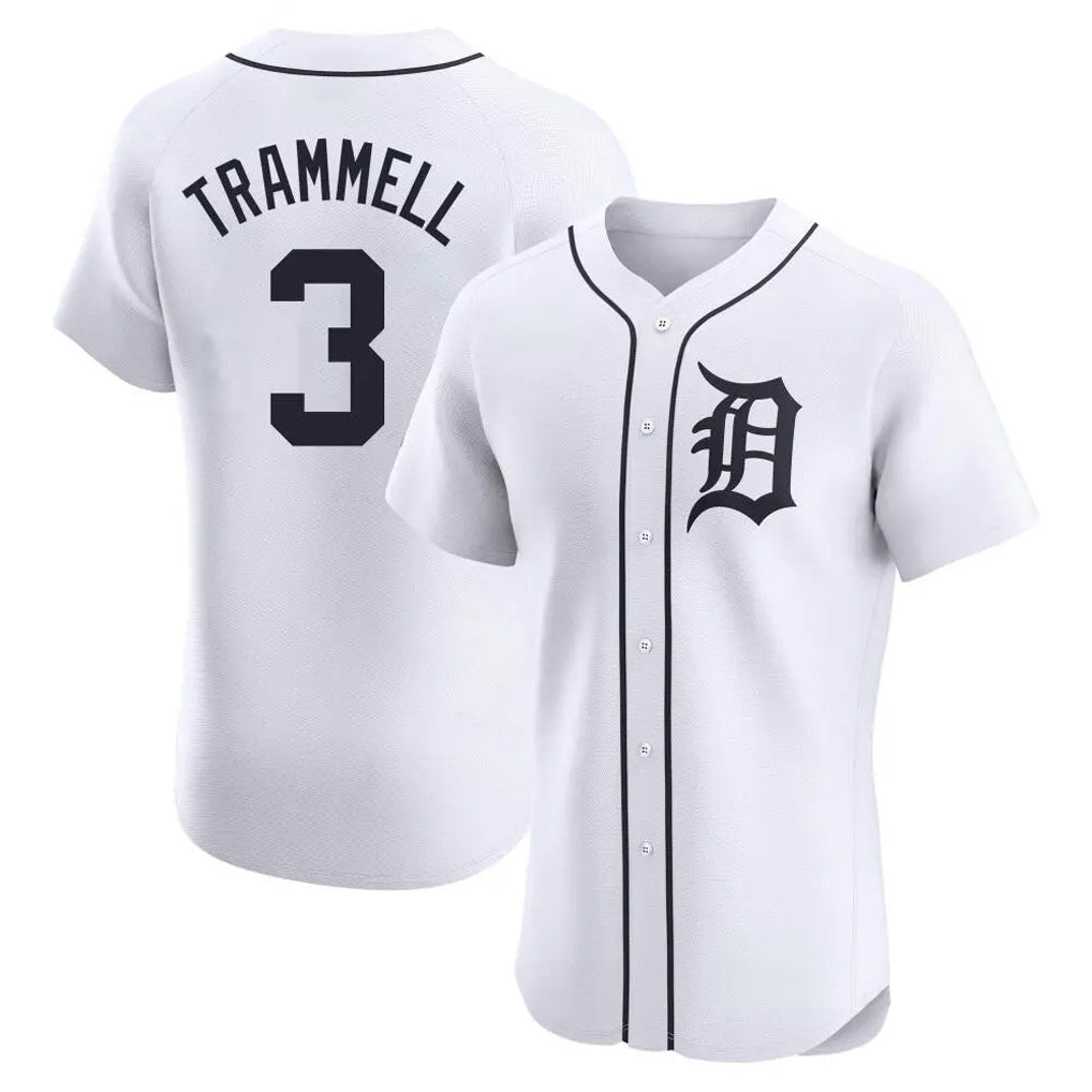 MATTH D.Tigers #3 Alan Trammell Player White Limited Elite Home Stitched Jerseys