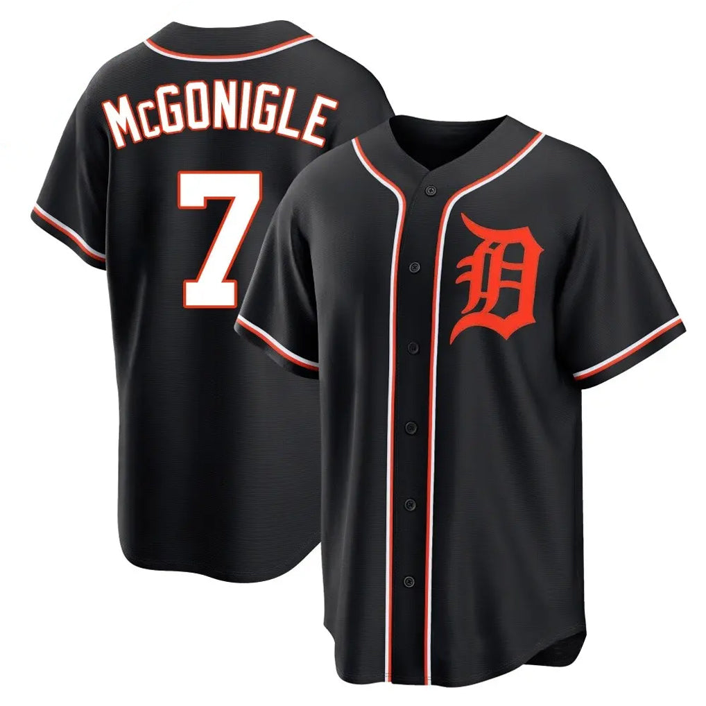 MATTH D.Tigers #7 Kevin McGonigle Player Black Fashion Out Home Game Stitched Jerseys
