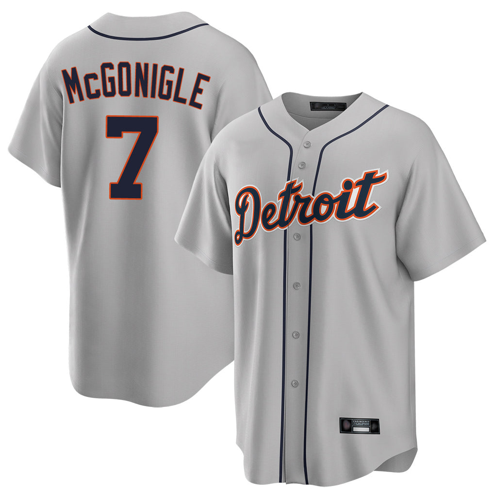 MATTH D.Tigers #7 Kevin McGonigle Player Gray Home Game Stitched Jerseys