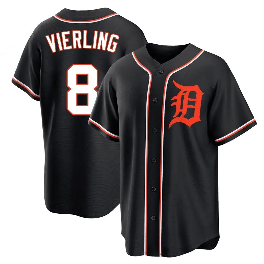 MATTH D.Tigers #8 Matt Vierling Player Black Fashion Out Home Game Stitched Jerseys