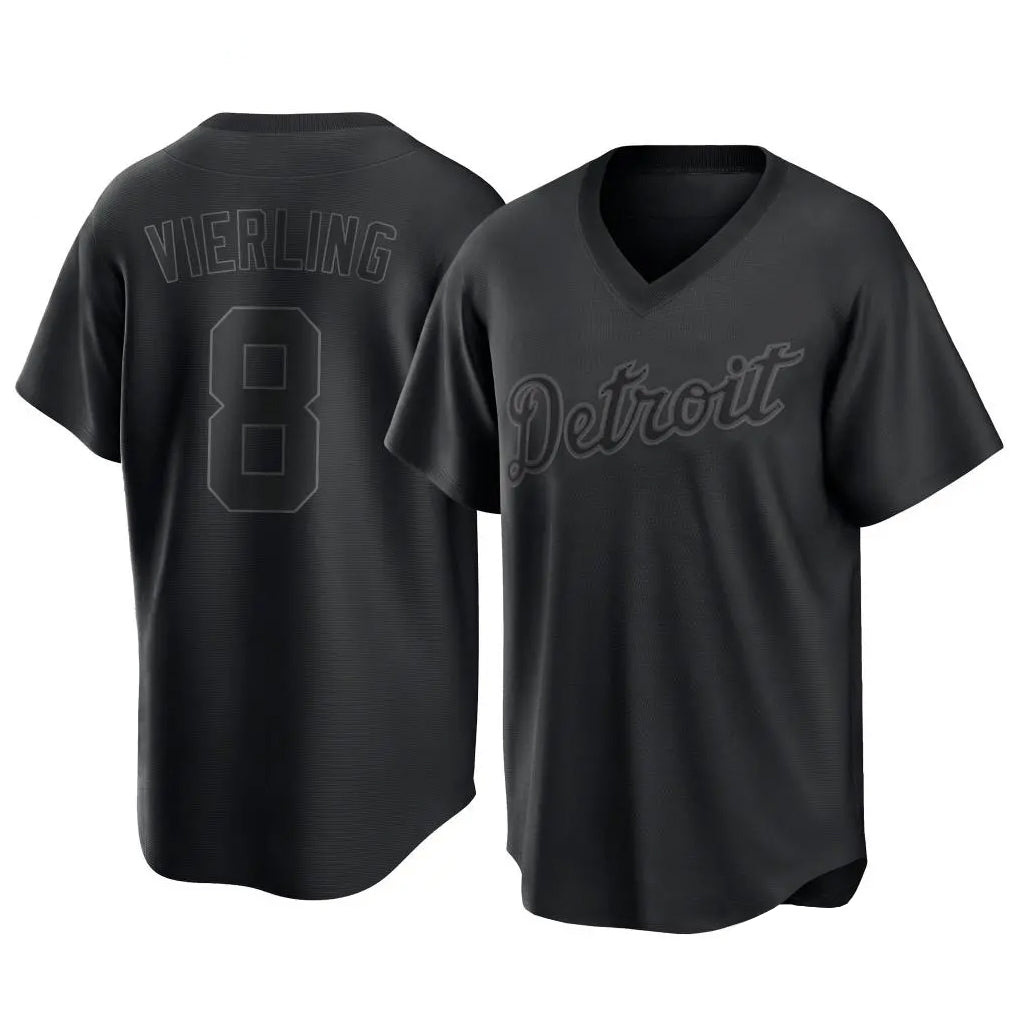 MATTH D.Tigers #8 Matt Vierling Player Black T-shirt Home Game Stitched Jerseys